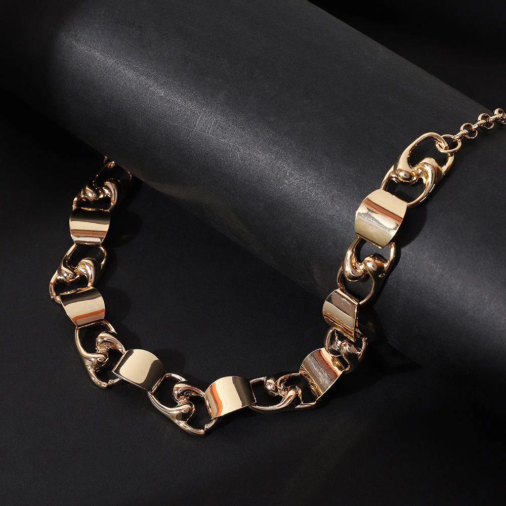 SOHI Women's The Swirlblock-Link Chain Necklace - California Gold