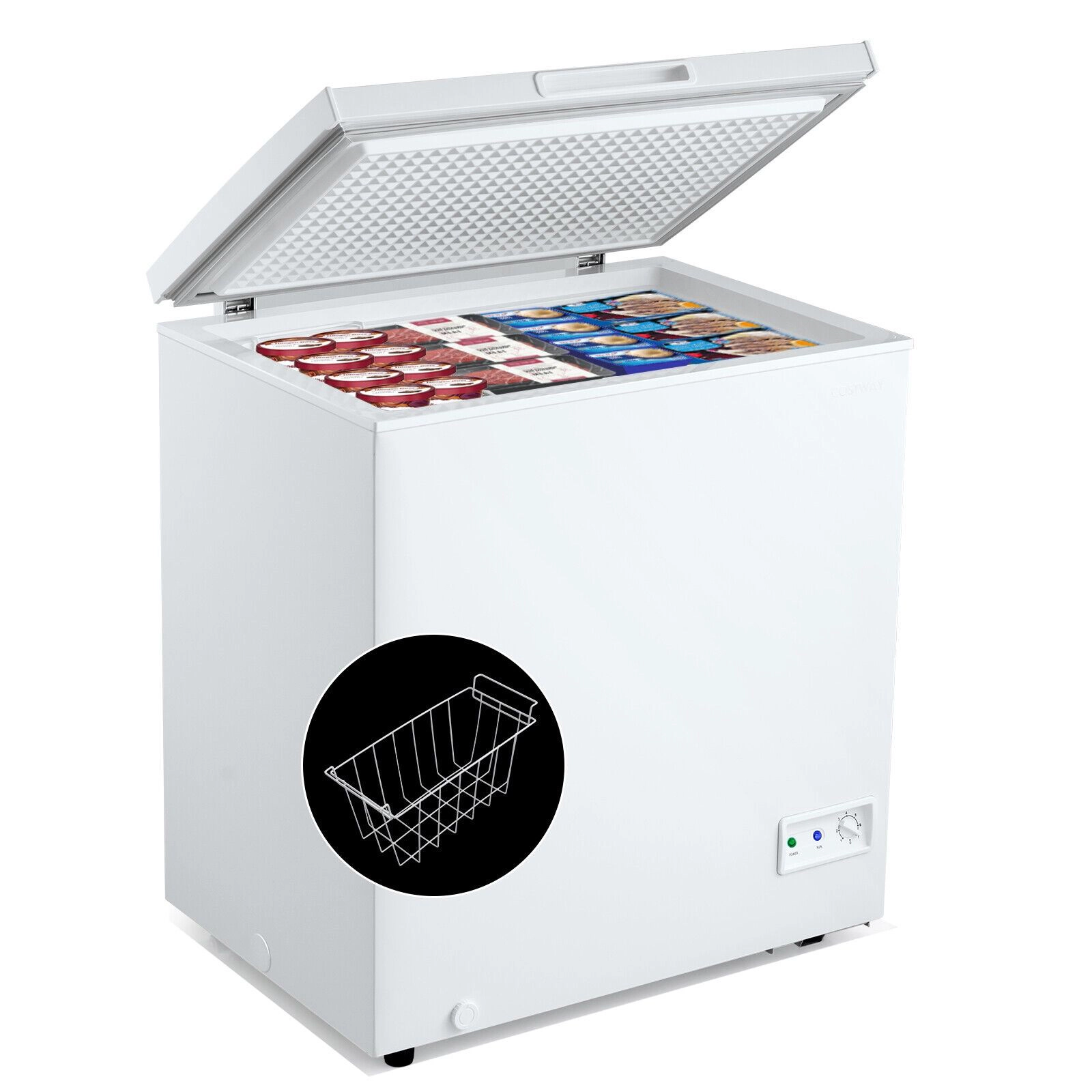 SlickBlue Compact Chest Freezer with Adjustable Temperature Control
