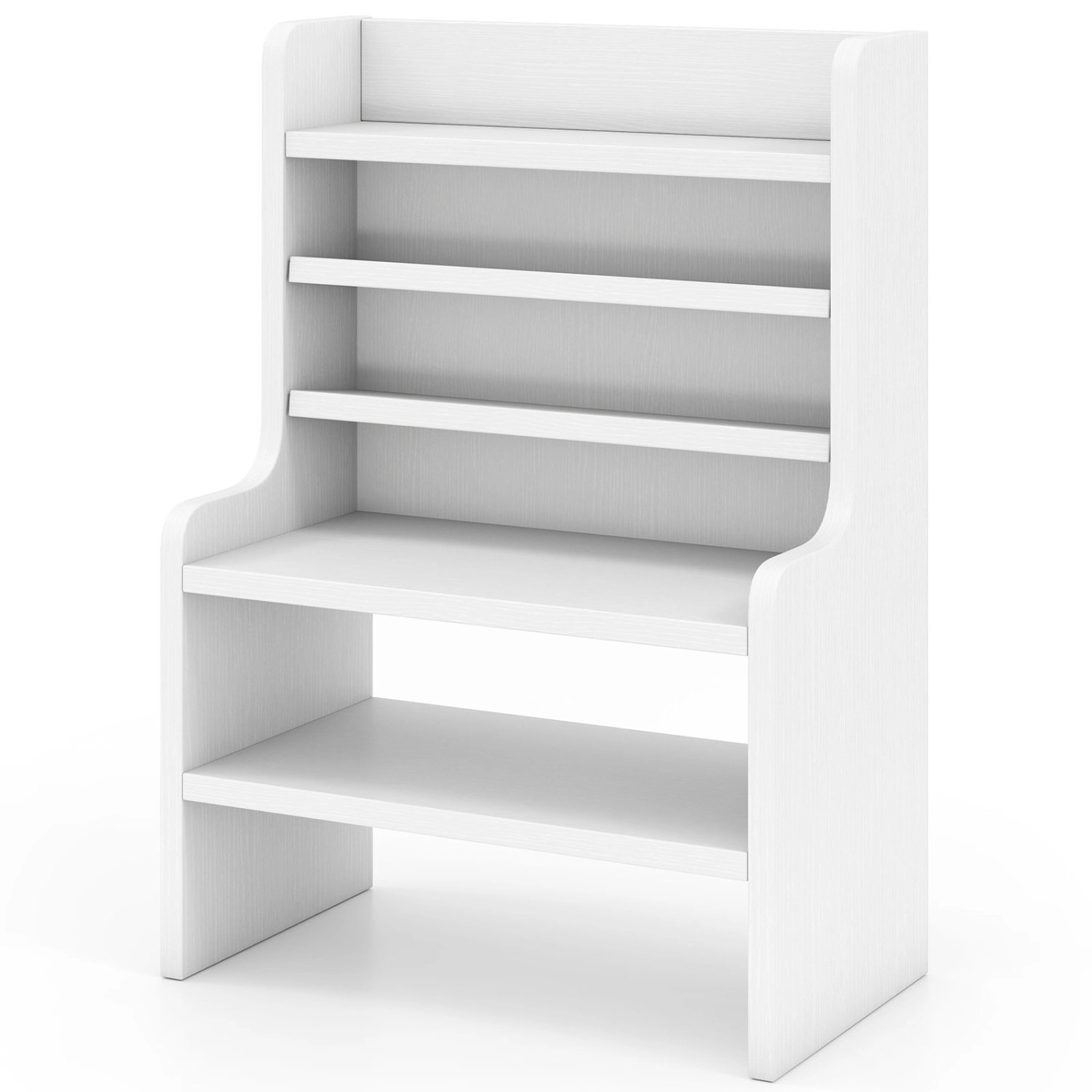 SUGIFT 6-Tier 55-lb Capacity White Mini Desktop Bookshelf Organizer with 2 Removable Shelves