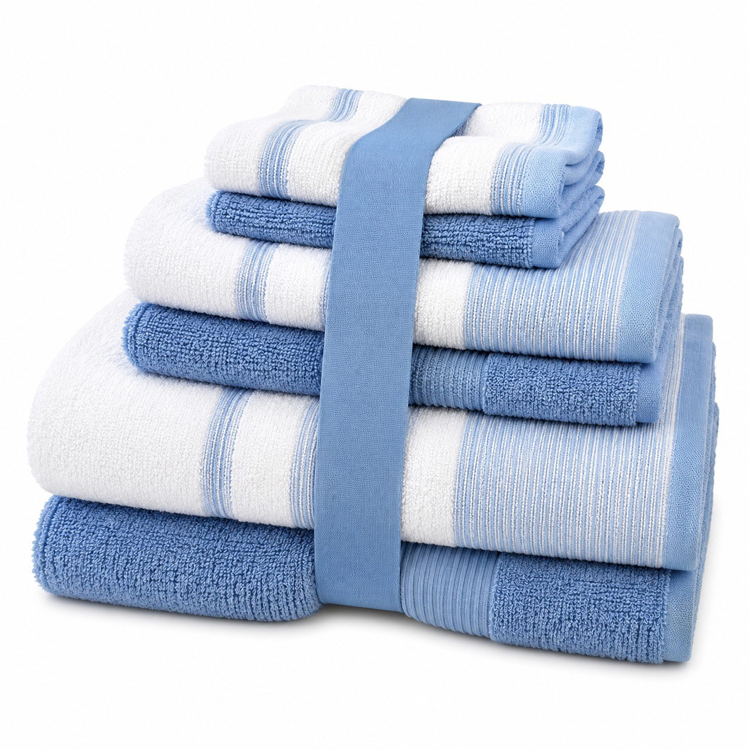 Plazatex Two Tone Zero Twist 100% Cotton Soft & Absorbent 6 Piece