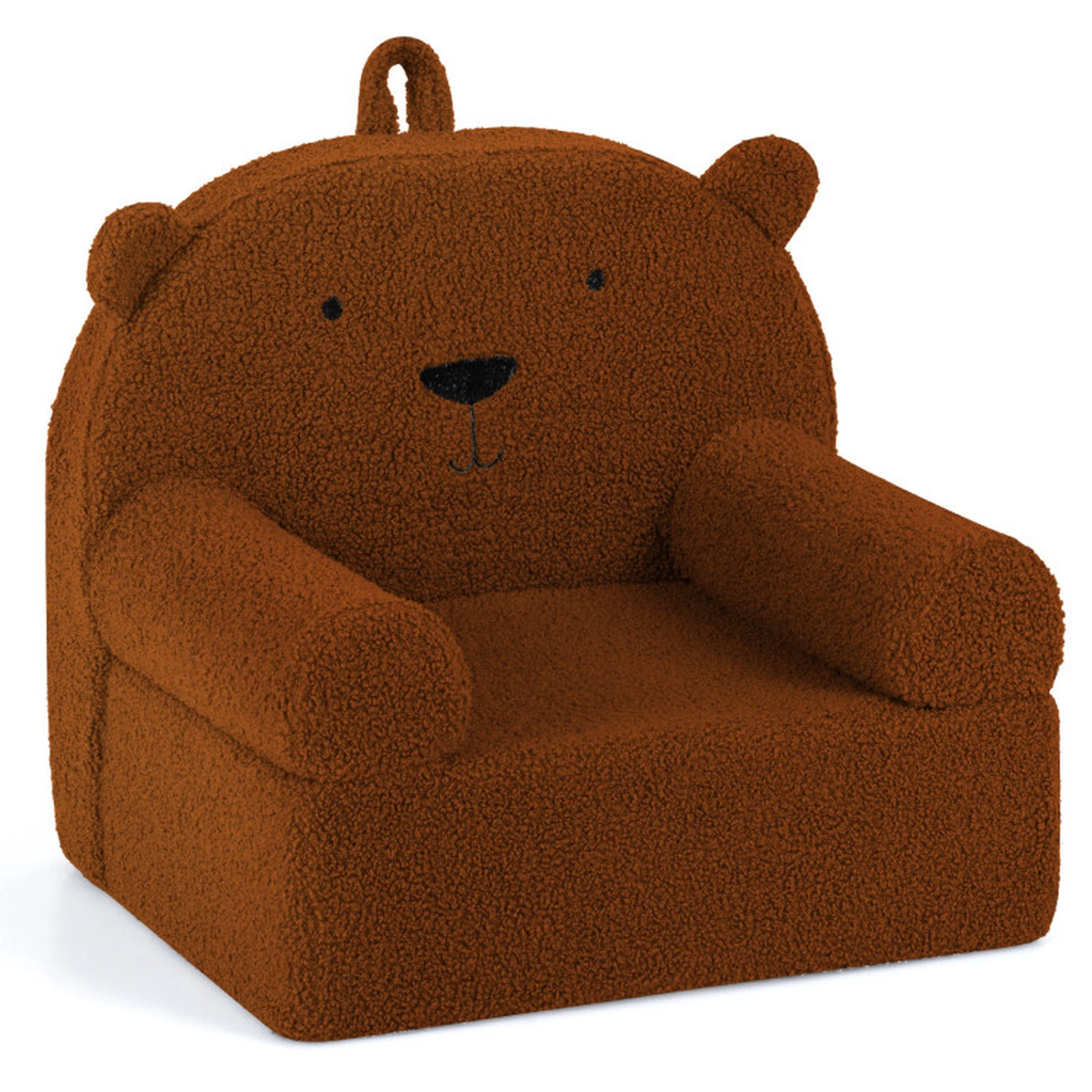 SUGIFT Kids Bear Foam Sofa Toddler Couch Office Chair Teddy Fleece Fabric Cover 20-in Frame Ages 3+ Brown Single Seat