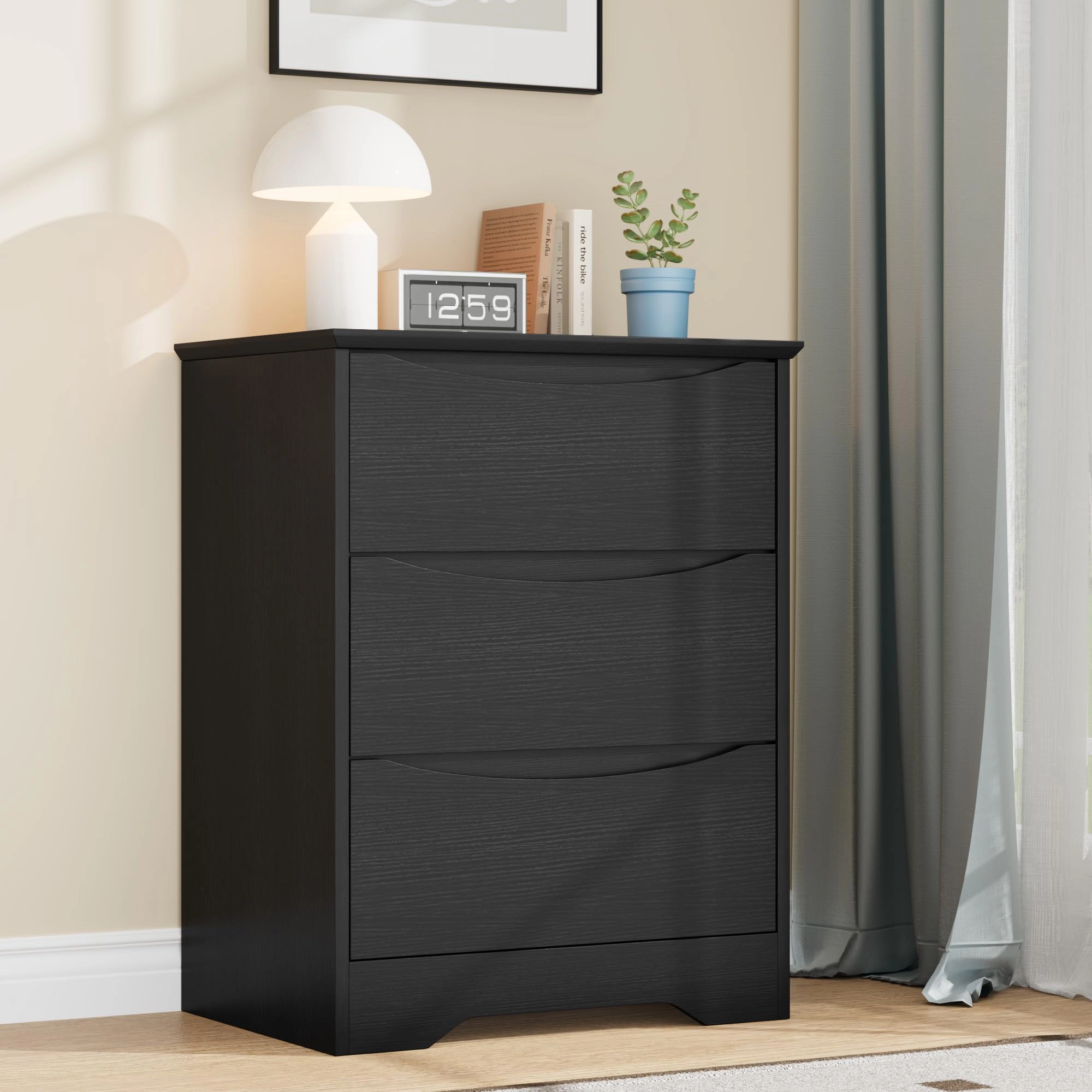 3 Drawer Dresser with Hidden Handles, 29.5" Tall Wooden Storage Chest for Bedroom Living Room Hallway