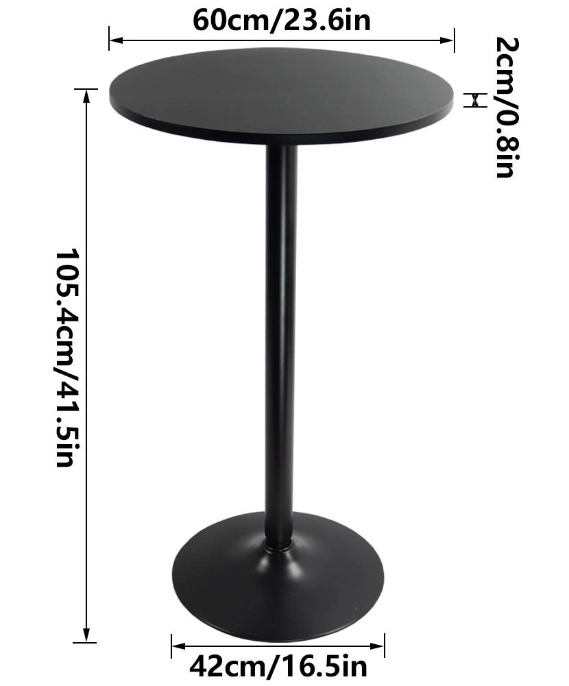 KKTONER Round Bar Table 23.6-Inch Top for Cocktail Bar Pub Dining Bistro (41.5H, Black)