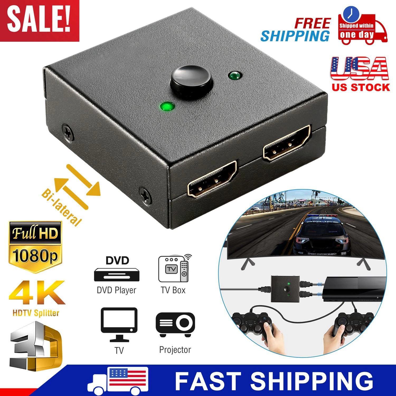 GBruno 4K Bi-Directional HDMI Switch Adapter Hub