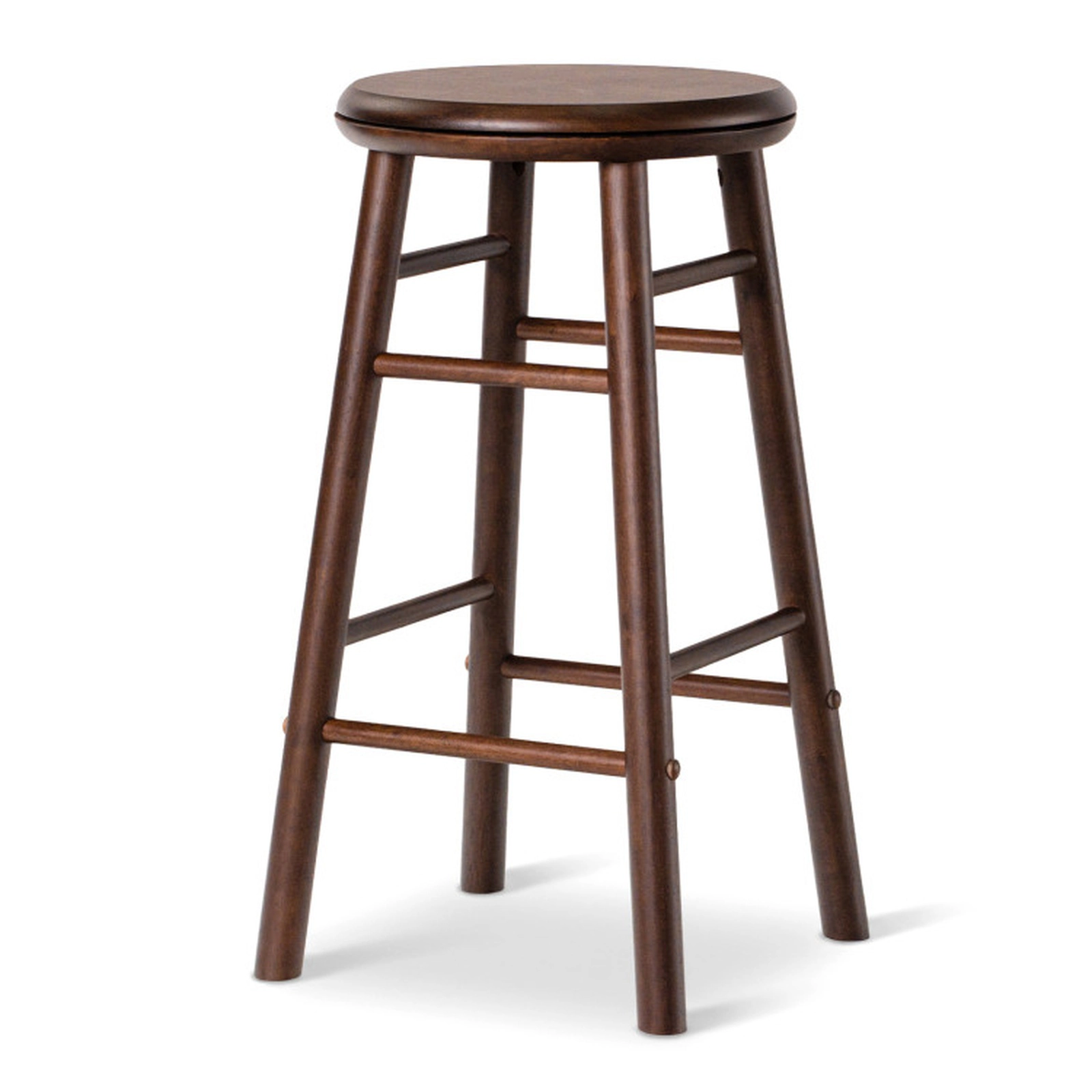 SUGIFT 24-in Rubber Wood Swivel Bar Stools Set of 2 with Footrests and Crossbars 330-lb Capacity Natural Gray Walnut