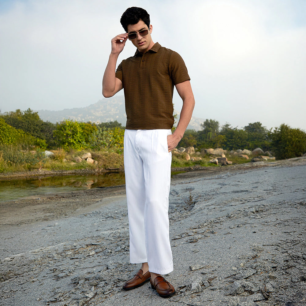 Flatten-Ruched Polo T-Shirt