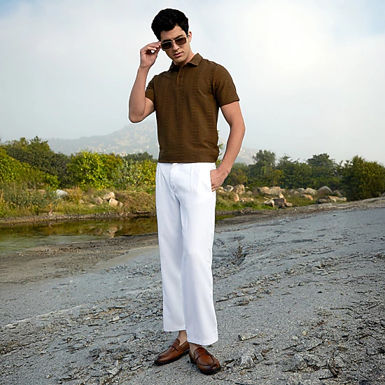 Flatten-Ruched Polo T-Shirt