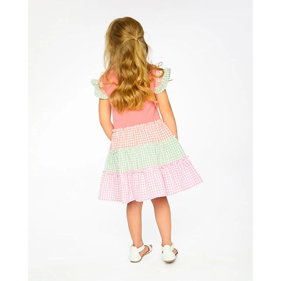 Deux par Deux Girls Organic Cotton Bi-Material Dress and Gingham