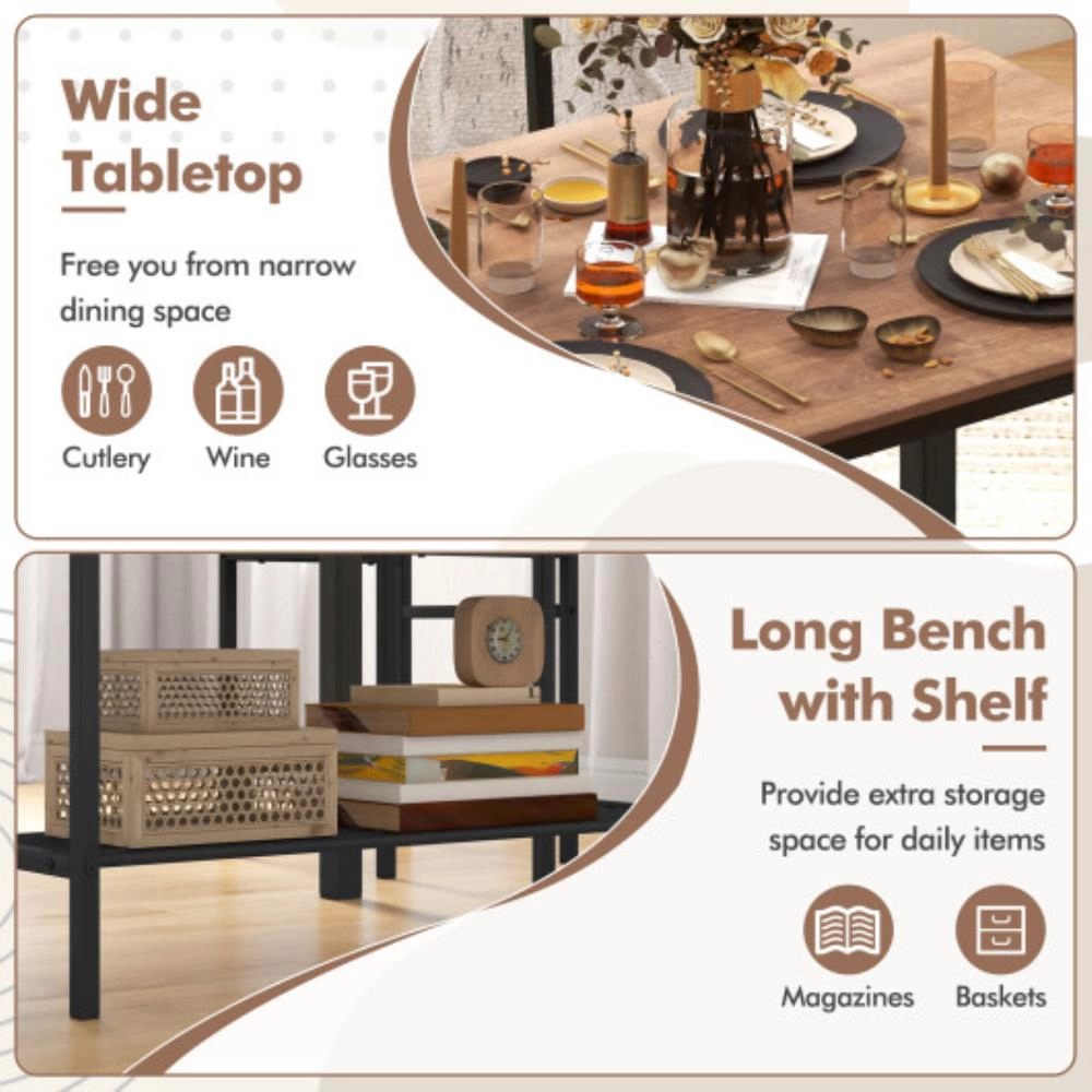 Hivvago 4 Pieces Rustic Dining Table Set With 2 Chairs And Bench