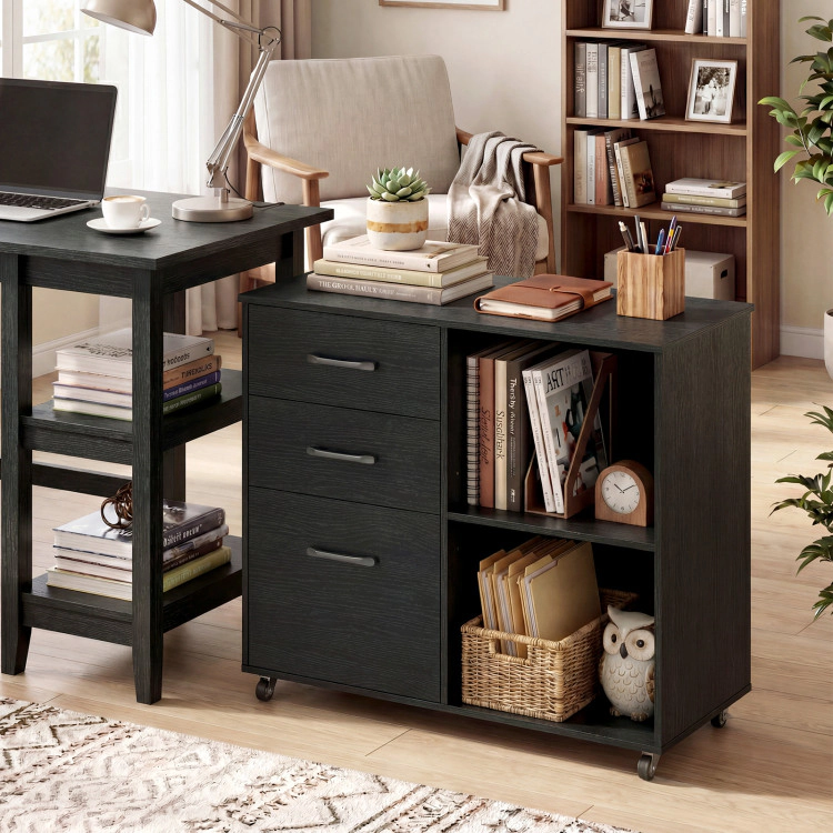 Hivvago 3-Drawer Mobile Lateral File Cabinet Printer Stand