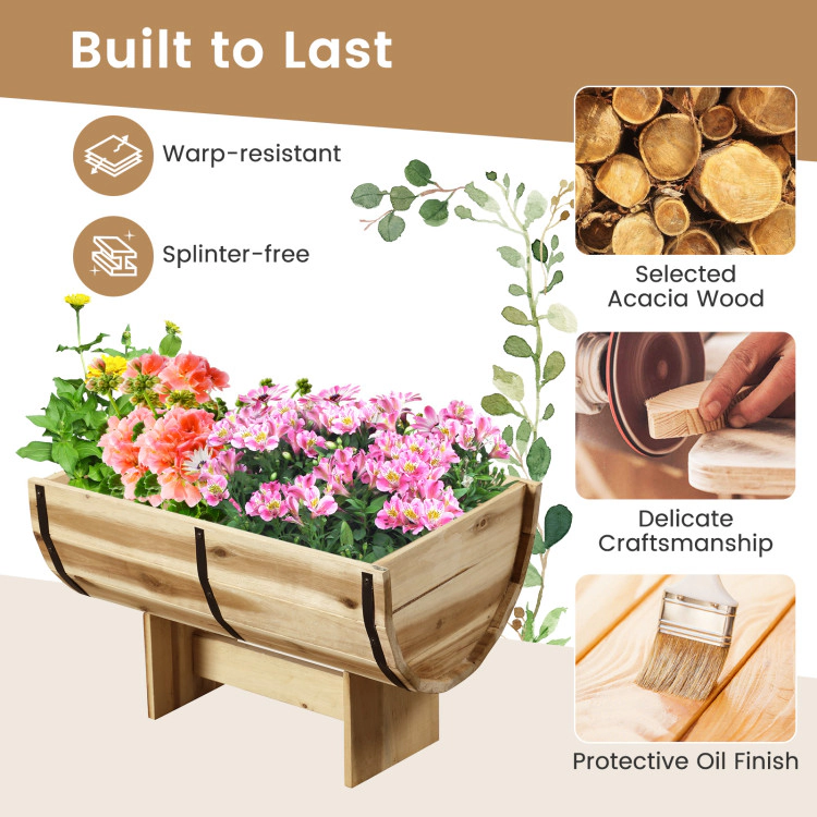 Hivvago Outdoor Wooden Planter with Legs for Flower Herb Vegetable Fruit