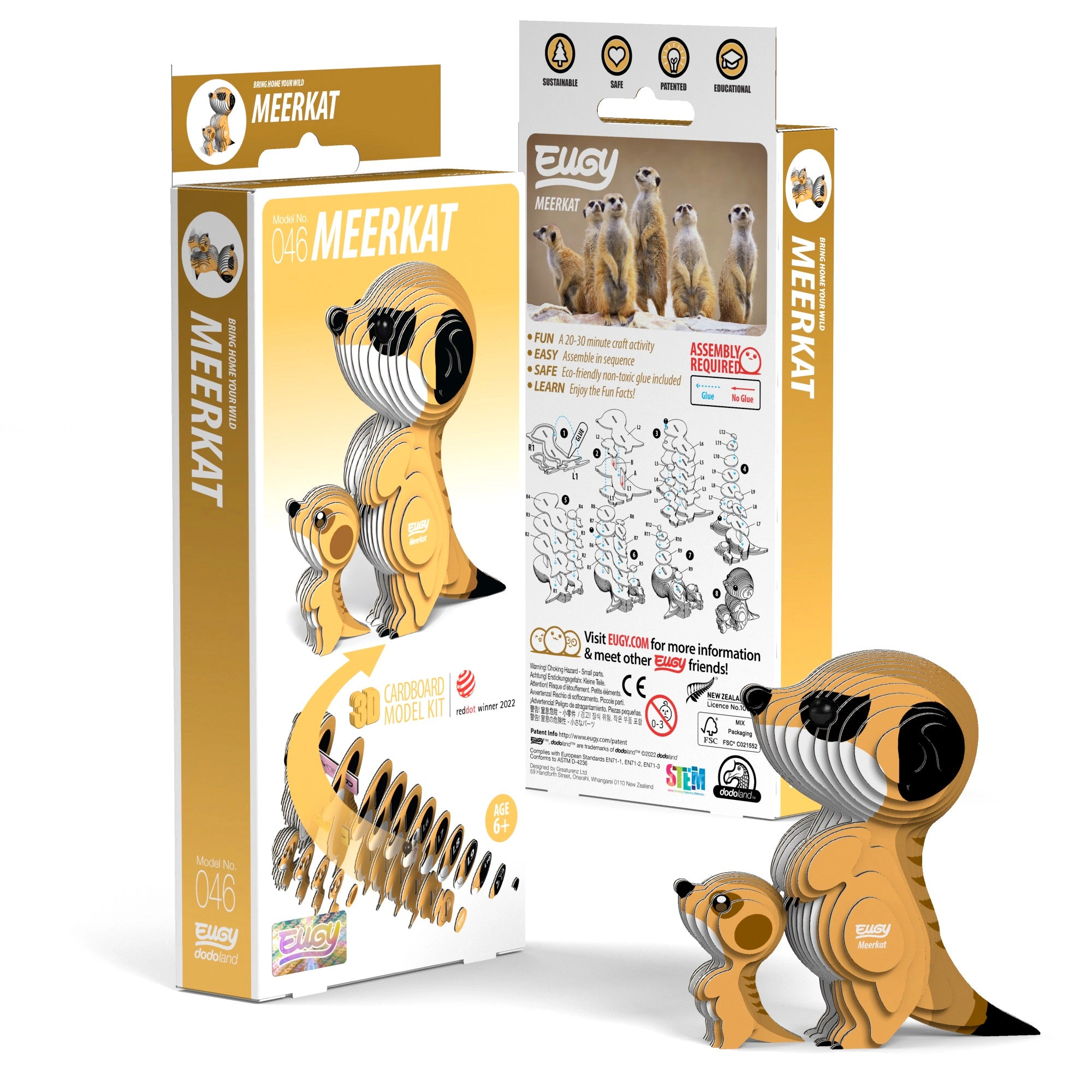 EUGY Meerkat 3D Puzzle - contains 40 puzzle pieces
