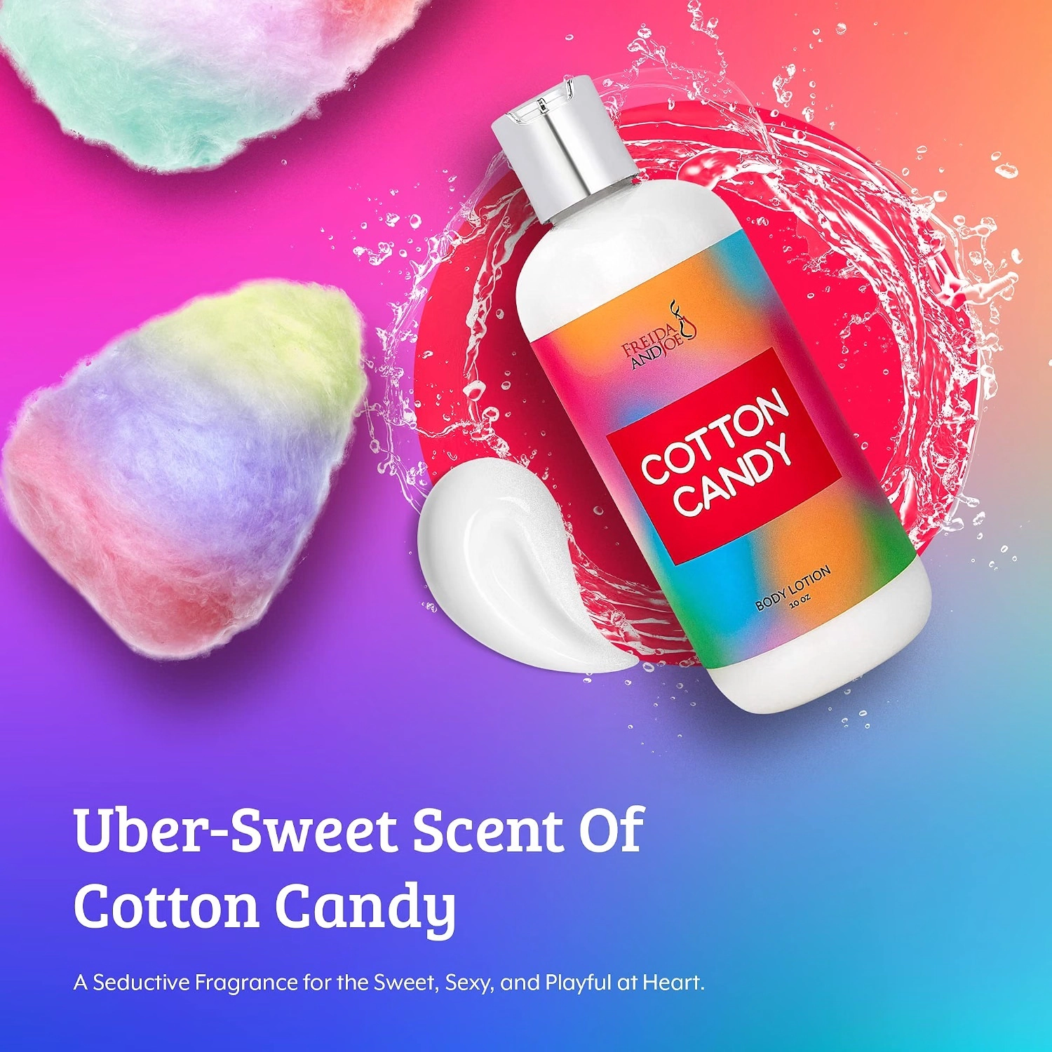 Freida and Joe Womens Cotton candy Fragrance Deep Moisturizing Body Lotion in 10oz Bottle