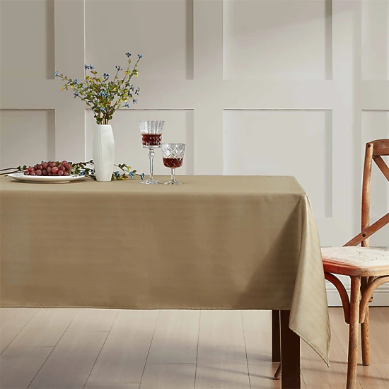 HLC.ME Lincoln Striped Jacquard Fabric Water Resistant Tablecloth