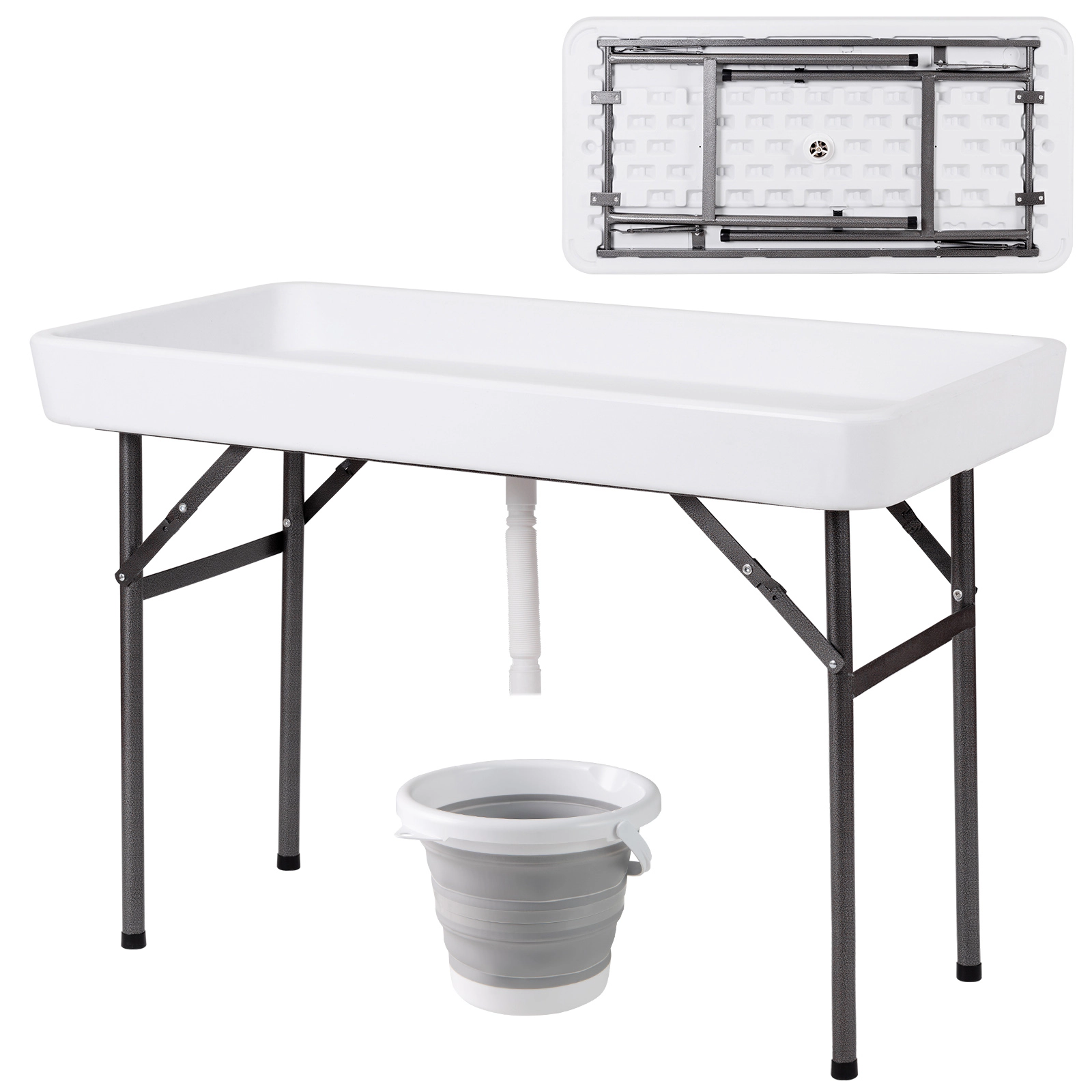 LJG 4 Feet Plastic Party Ice Folding Table with Matching Skirt