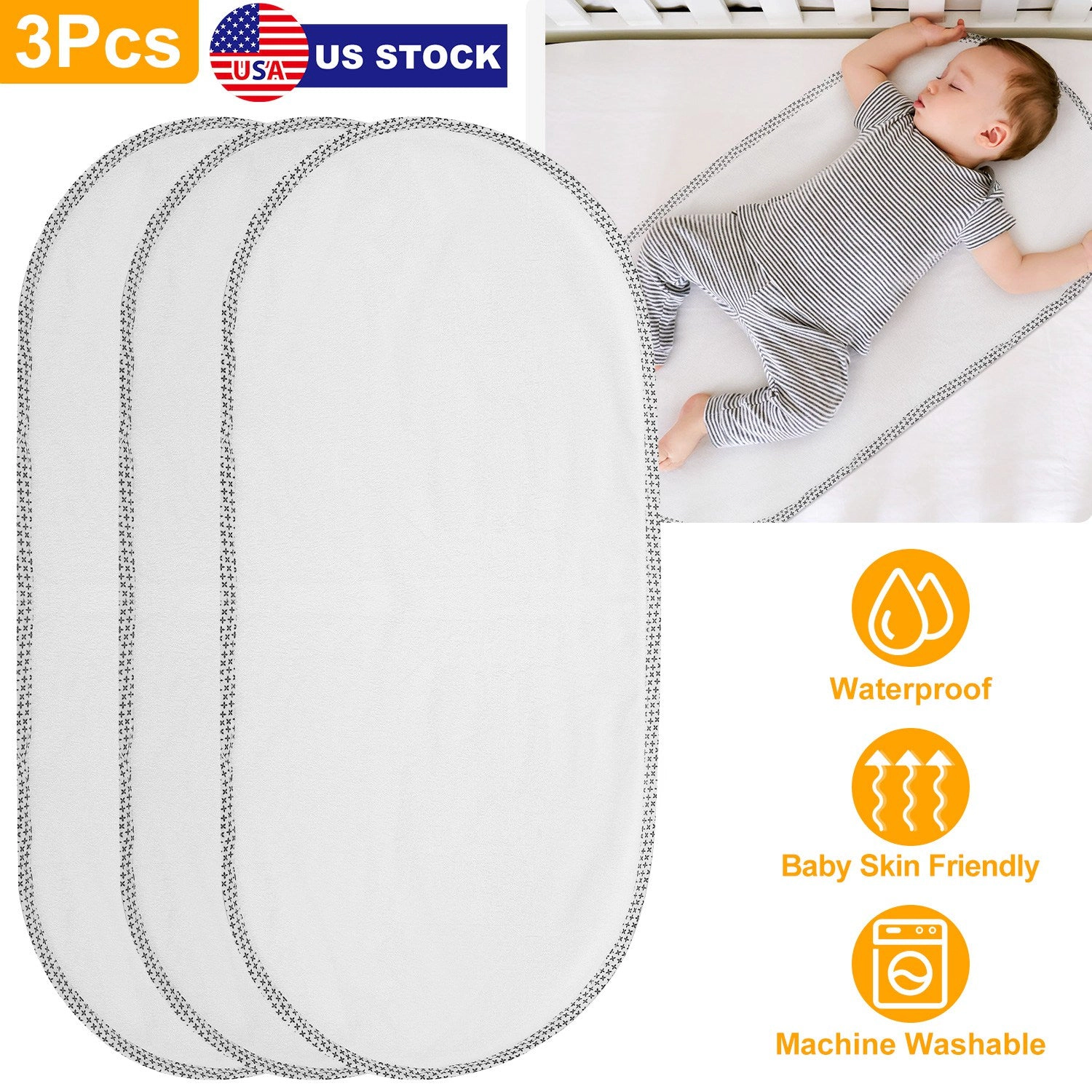 GBruno Kids' Kids' Waterproof Changing Pad Liners 3-Pack