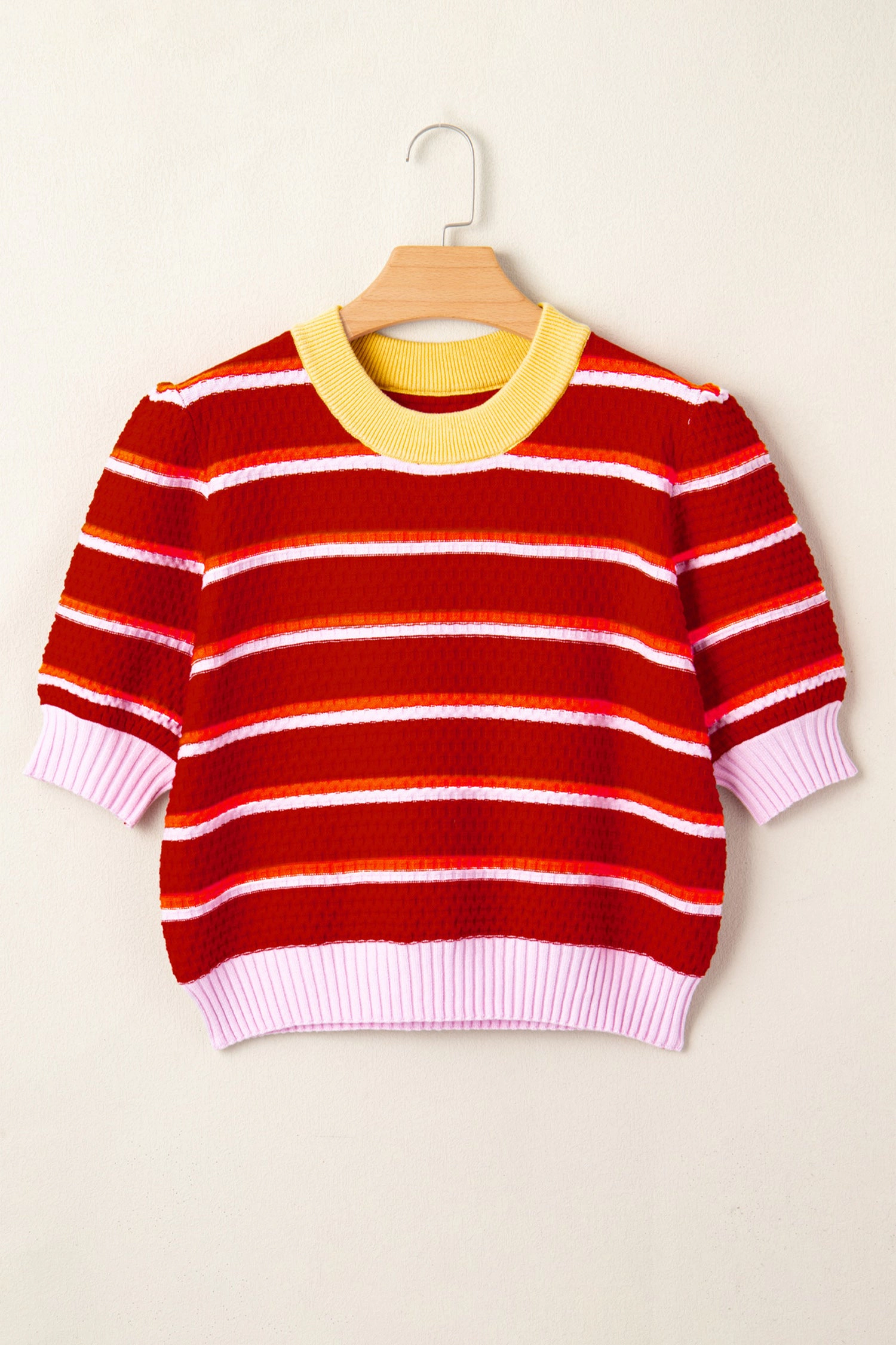 Threaded Pear Womens Lennox Trim Half Sleeve Sweater