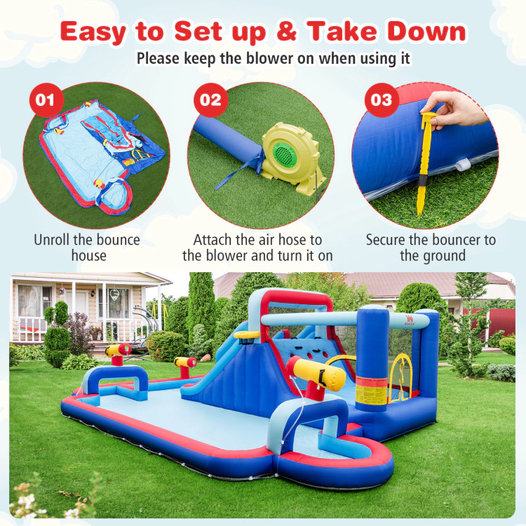 Hivvago Inflatable Water Slide Park for Kids Backyard Outdoor Fun (without Blower)