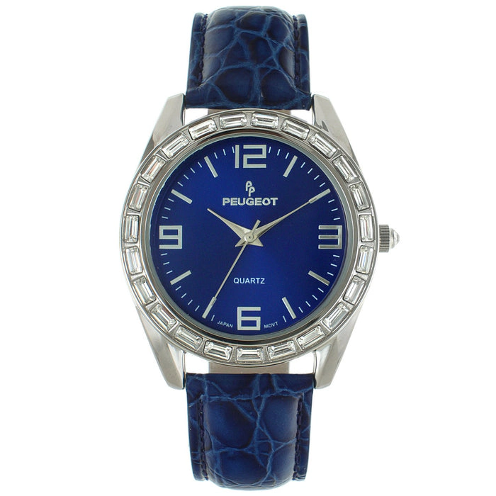 Peugeot Women's 40mm Blue Boyfriend Watch with Baguette Crystals