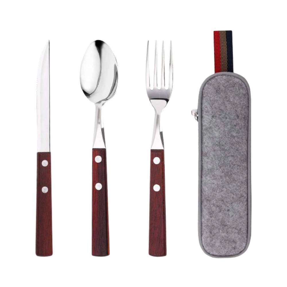 Tranquil Blisser Wooden Stainless Steel Travel Utensil Set