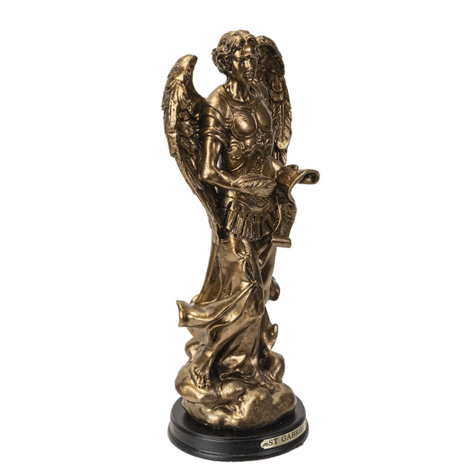 Pacific Giftware St. Gabriel Archangel Messenger from God Figurine 8 Inch Tall Wooden Base with Brass Name Plate