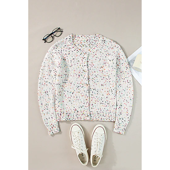 Threaded Pear Women's Vienna Rhinestone Decor Confetti Sweater