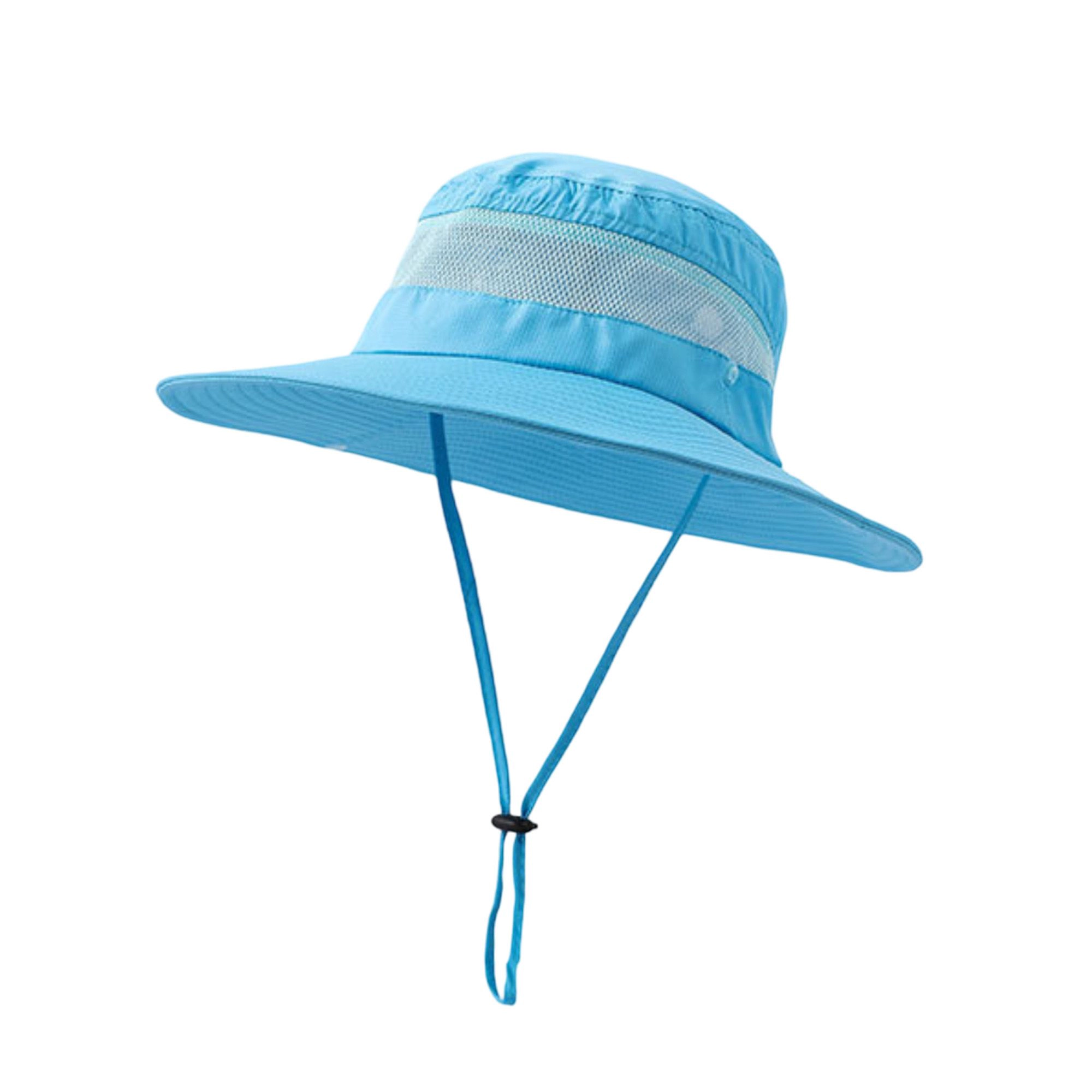 Anna-Kaci Women's Women Wide Brim Sun Hat with Ponytail Opening Adjustable Chin Strap Breathable Mesh Panel