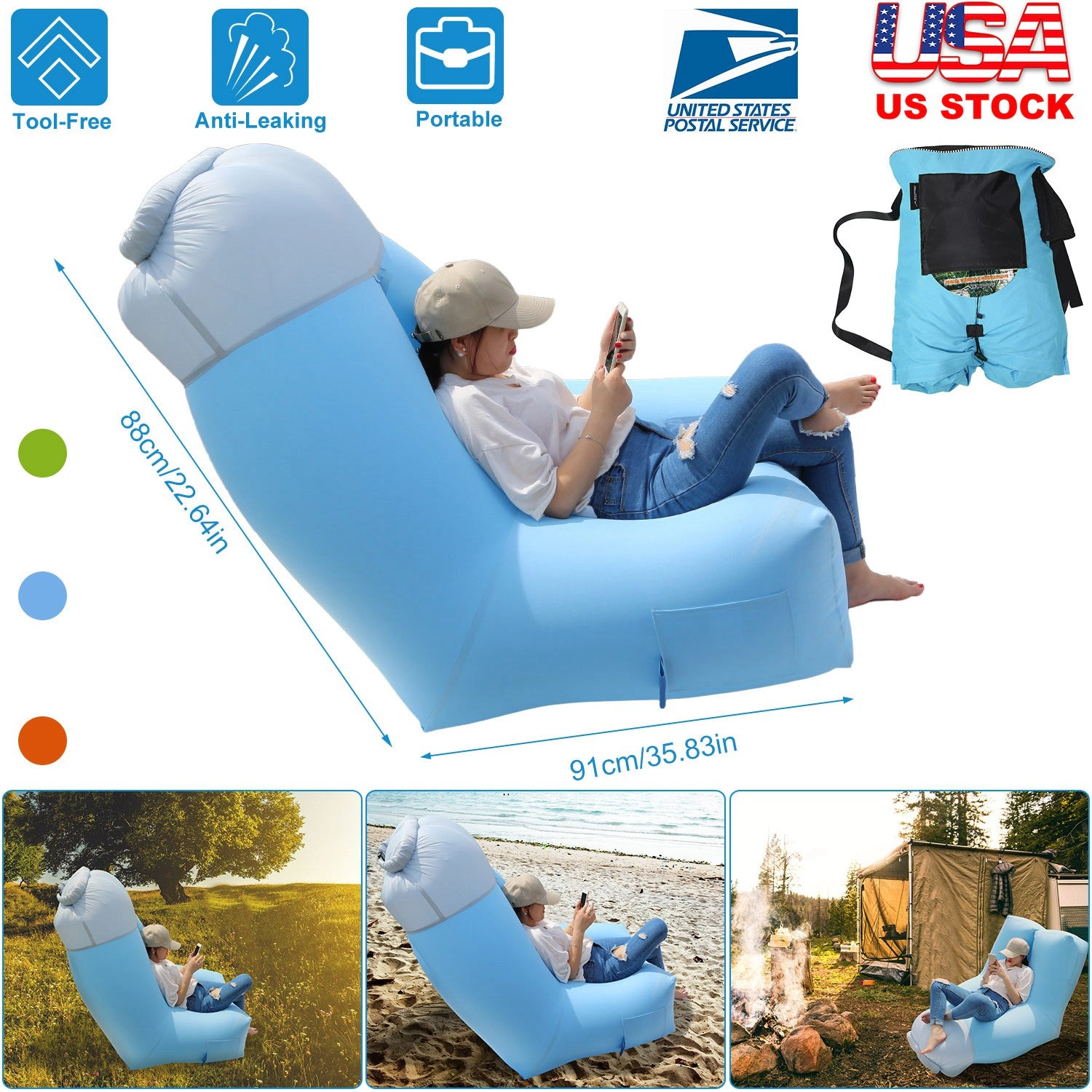 GBruno Inflatable Air Lounger With Carrying Bag