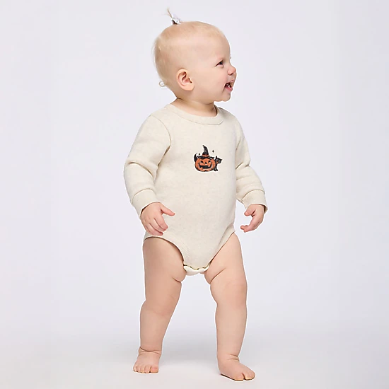 The Juniper Shop - Infant Fleece BodySuit - Pumpkin Witch and Cat