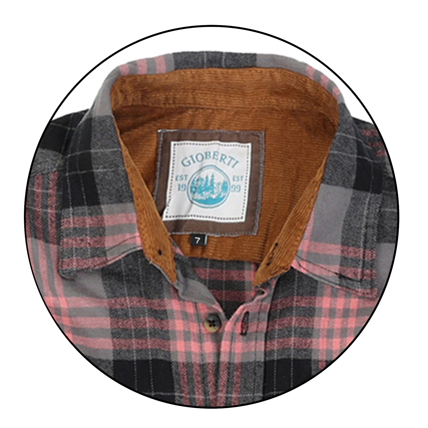Gioberti Boy's Single Pocket Flannel Shirt with Corduroy Contrast