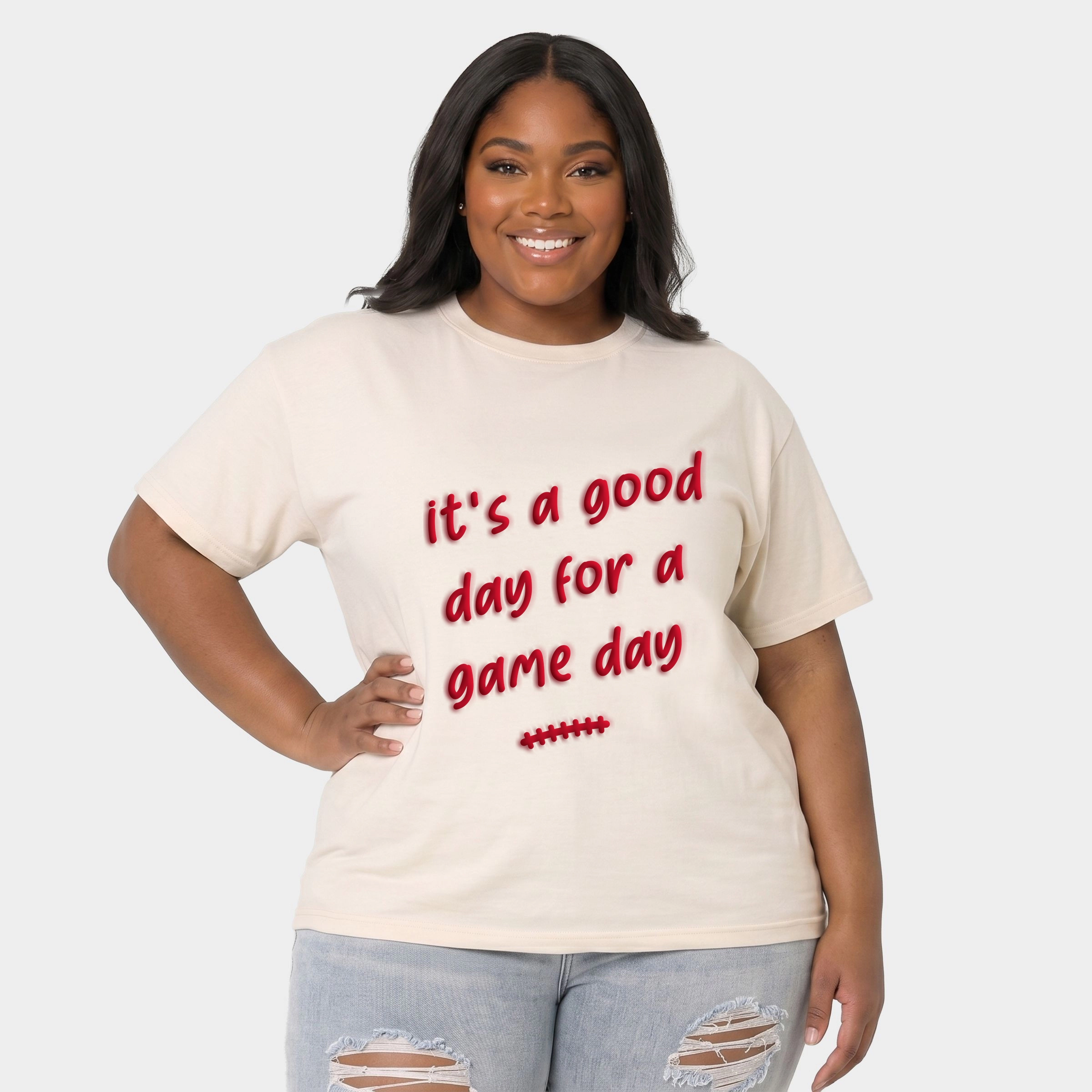 Simply Sage Market - Women's Plus Sized Garment Dyed Graphic T-Shirt It's A Good Day For Game Puff Print