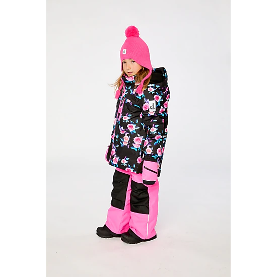 Deux par Deux Girls Rose Print Two Piece Play Snowsuit with Hooded Jacket and Snow Pants