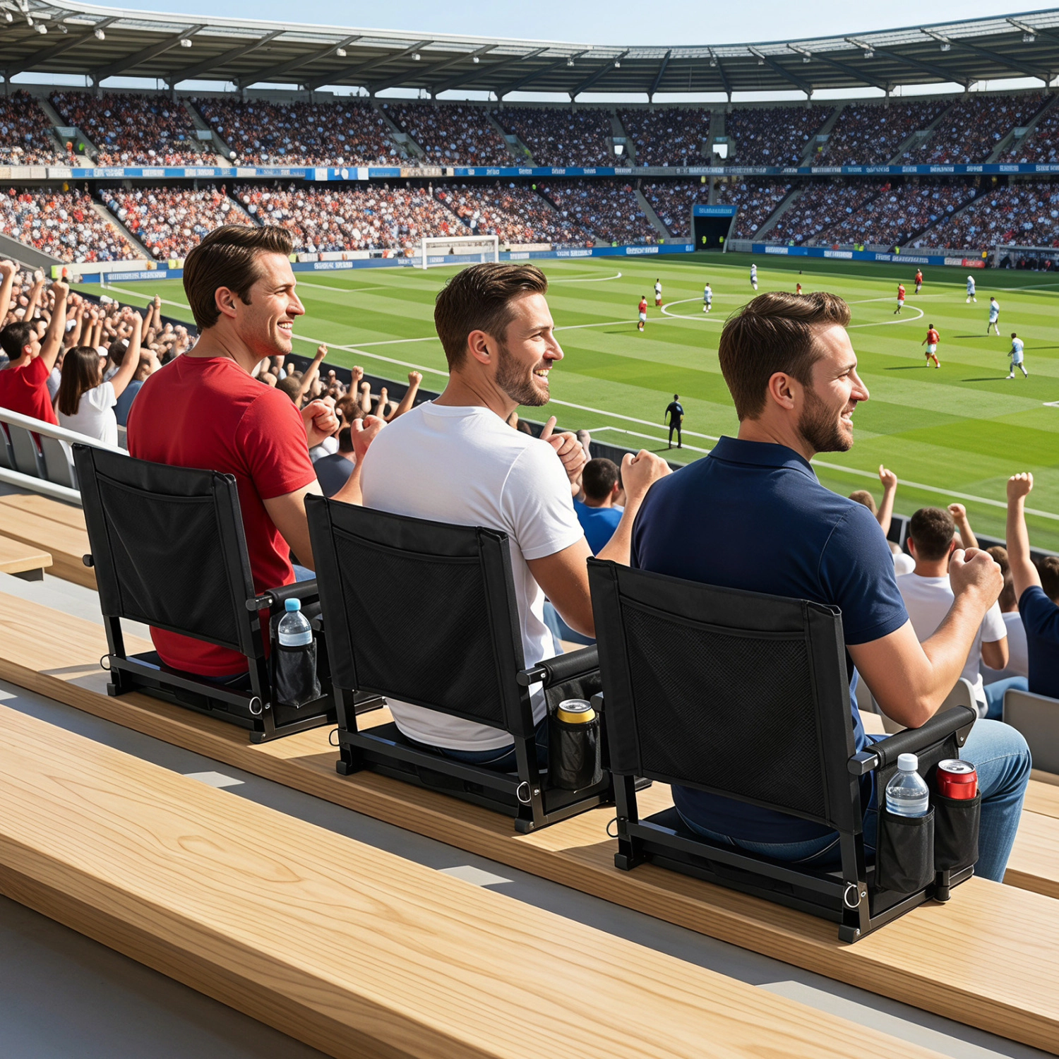LJG Set of 2 Folding Stadium Seat with Cup Holders and Pockets