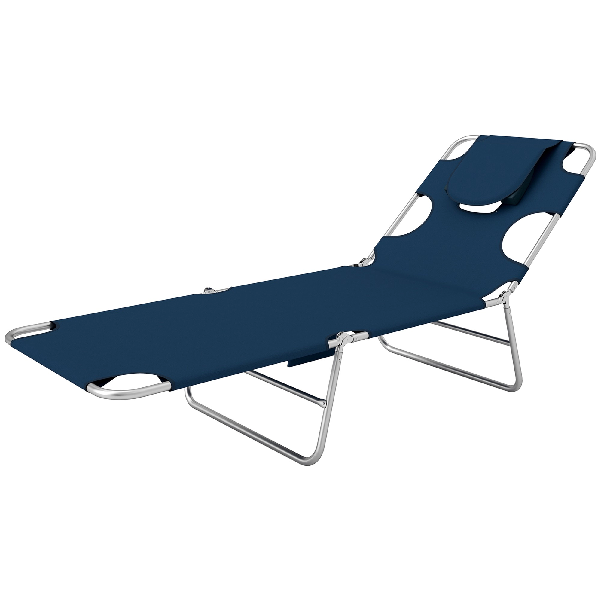 HONGGE Tanning Chair with Face Hole, 5-Level Adjustable Outdoor Chaise Lounge Pillow for Beach, Pool