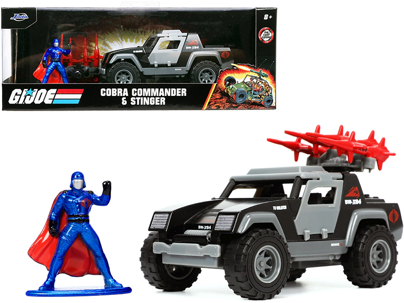 Jada Stinger with Missile Launcher and Cobra Commander Diecast Figurine "G.I. Joe" "Hollywood Rides" Series