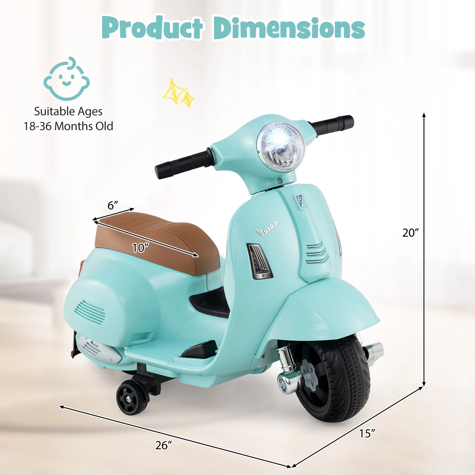 SlickBlue 6V Battery Powered Toddler Ride On Bike with Horn Sound and Foot Pedal
