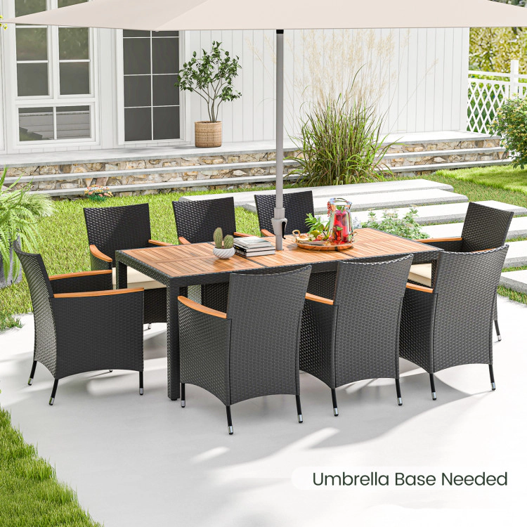 Hivvago 9 Pieces Outdoor Dining Set With Acacia Wood Tabletop