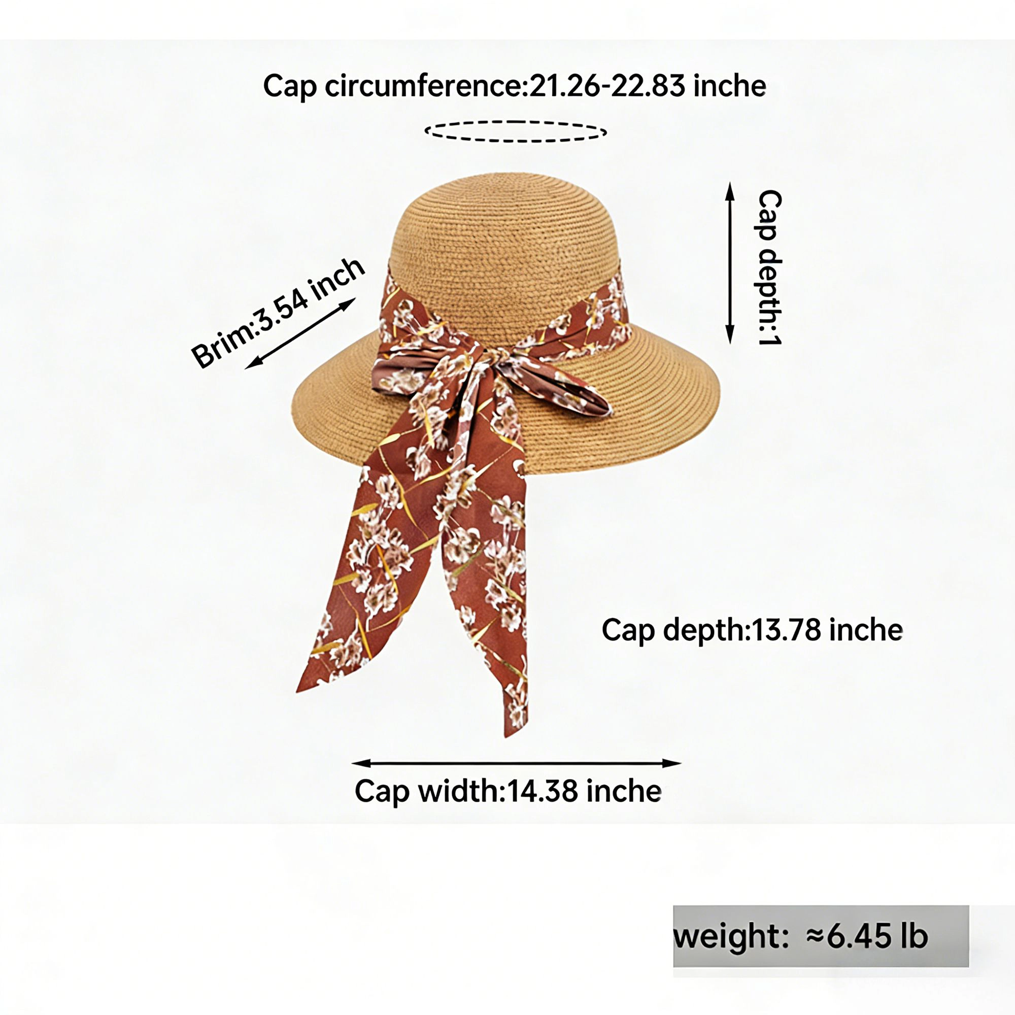 Anna-Kaci Women's Wide Brim Straw Sun Hat Floral Bow Ribbon Summer Beach Adjustable Fit Lightweight