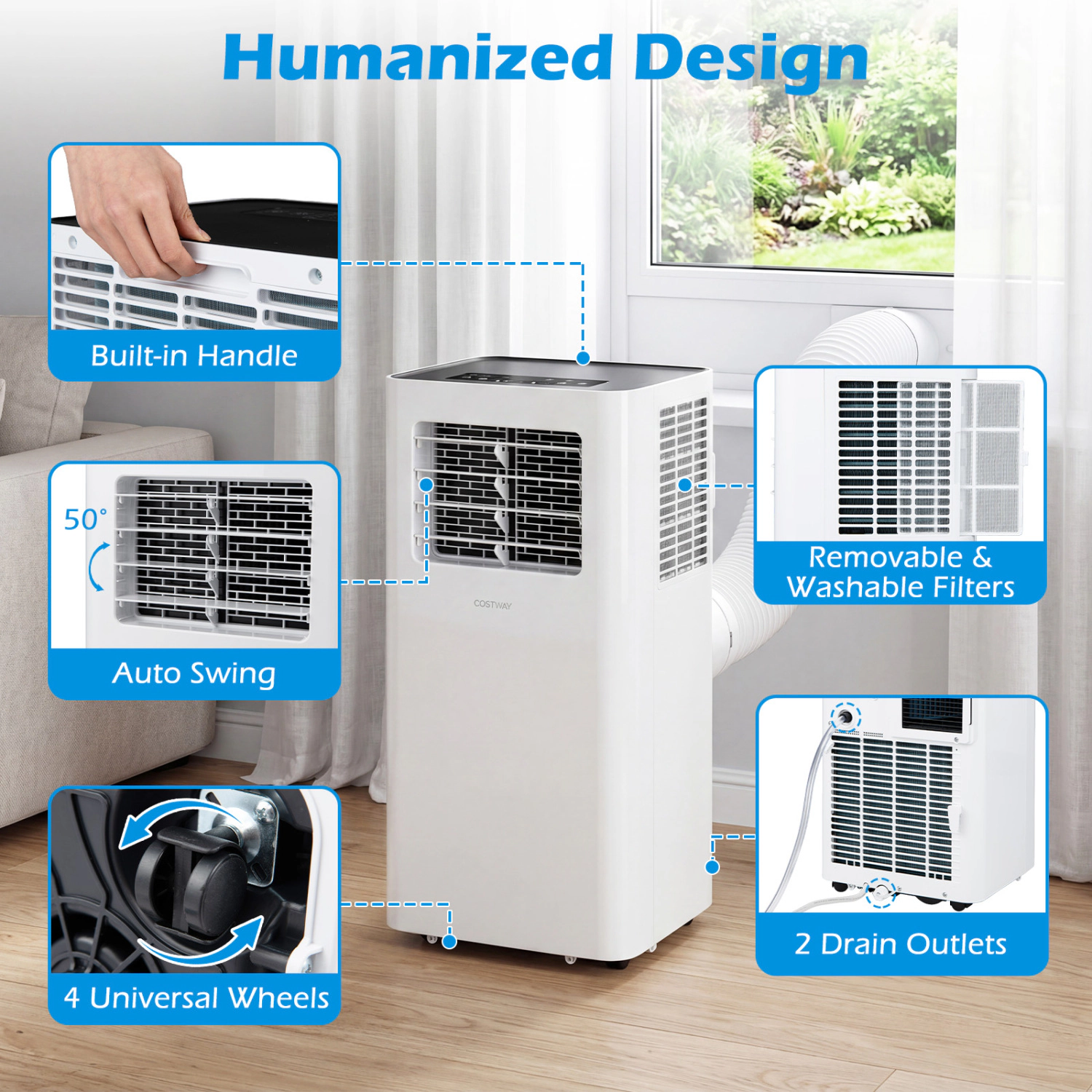 SlickBlue Unisex Portable 14000 BTU Smart Air Conditioner