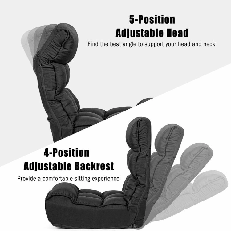 Hivvago 4-Position Adjustable Floor Chair Folding Lazy Sofa With Side Pocket