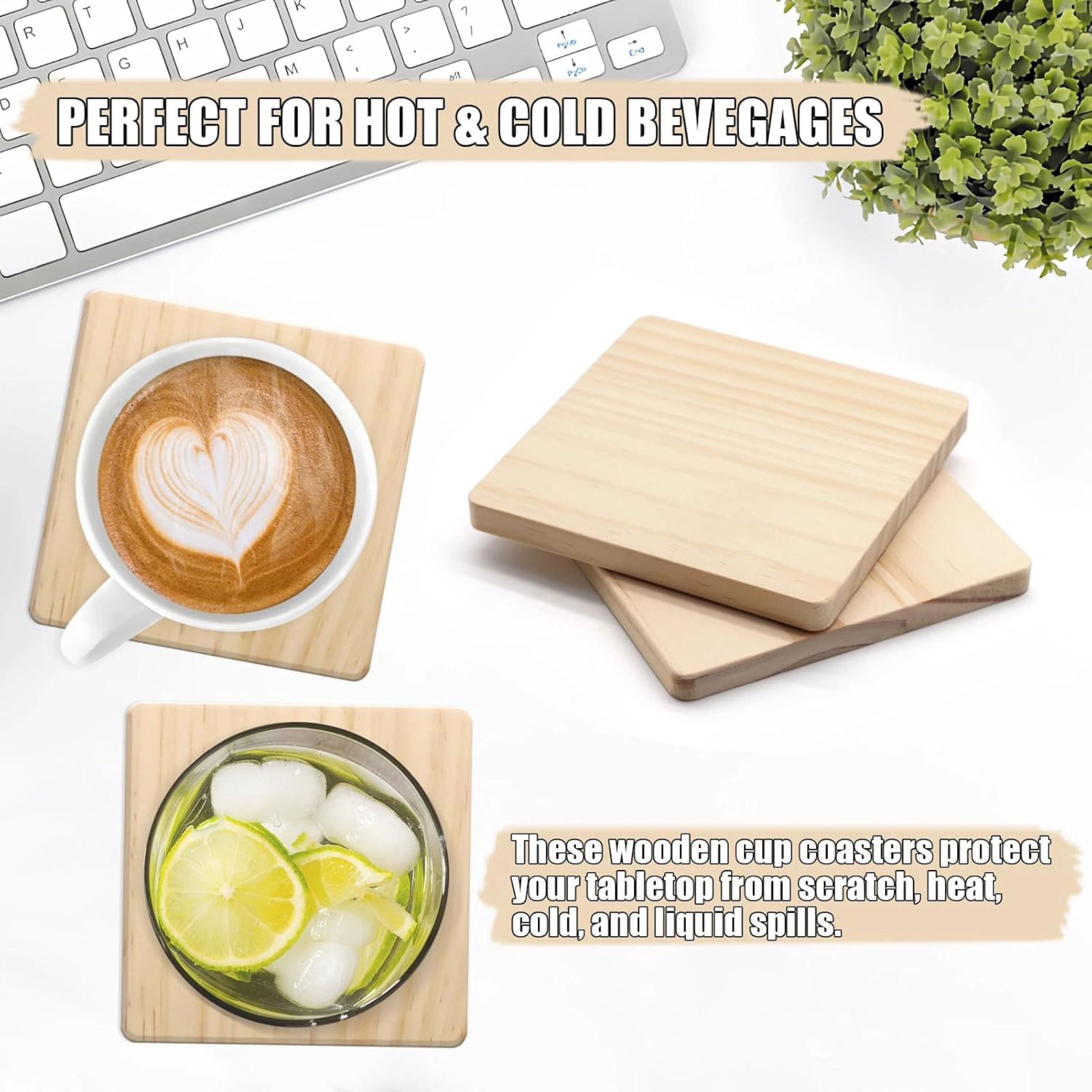 Stock Preferred Unfinished Wood Coasters with Non Slip Pads for Crafts 4 Inch