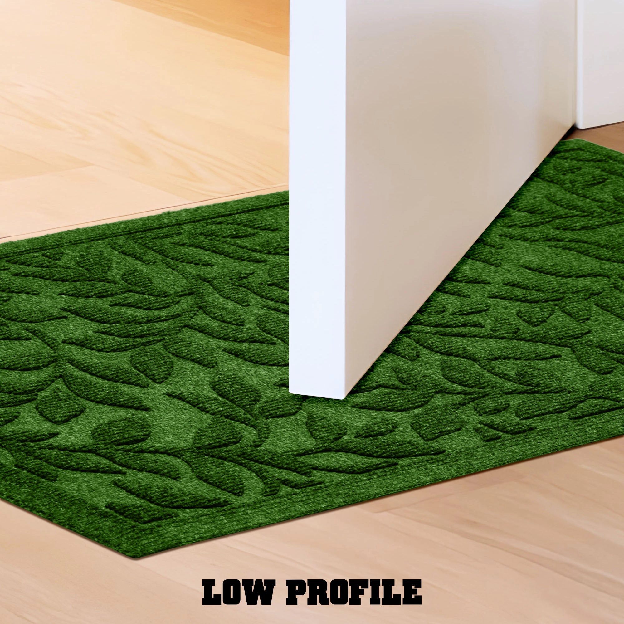 G128 Green Leaves Door Mat 23 x 35 in - Heavy Duty Polypropylene, Natural Rubber Non-Slip, Indoor/Outdoor Welcome Mat