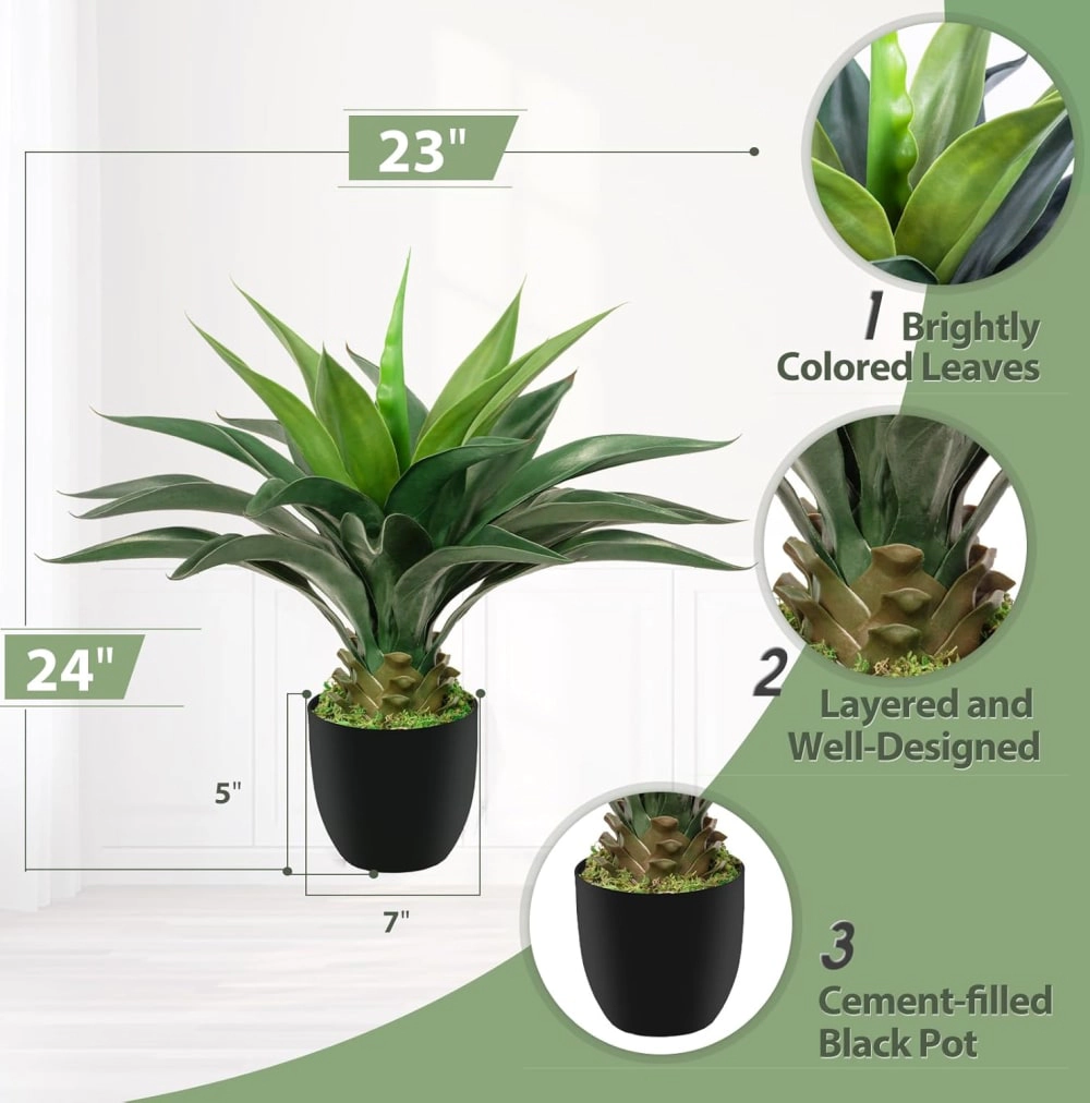 Whimsy Toys 2ft Artificial Agave Plant with Fake Grass