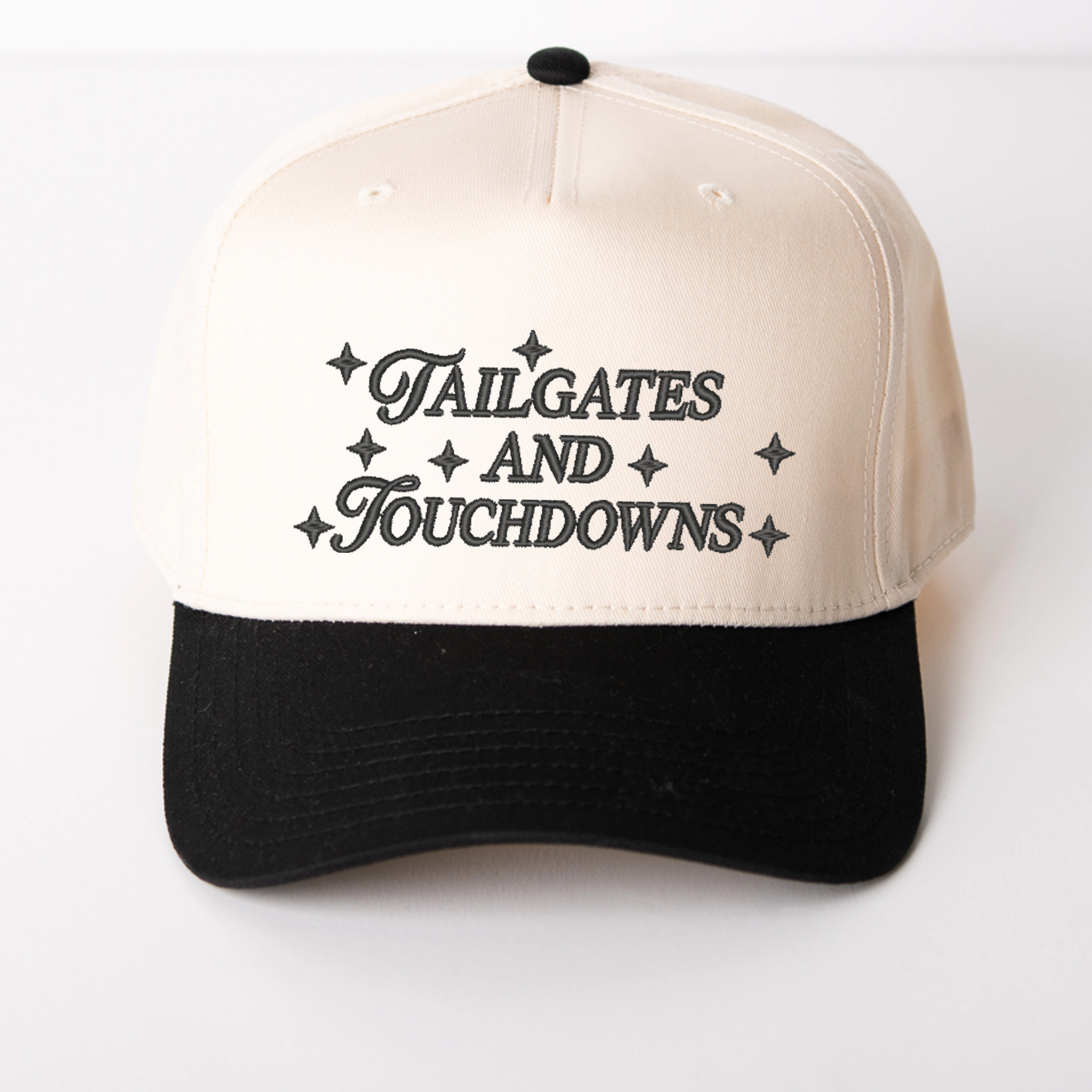 Simply Sage Market - Women's Canvas Trucker Hat Embroidered Tailgates And Touch Downs Stars