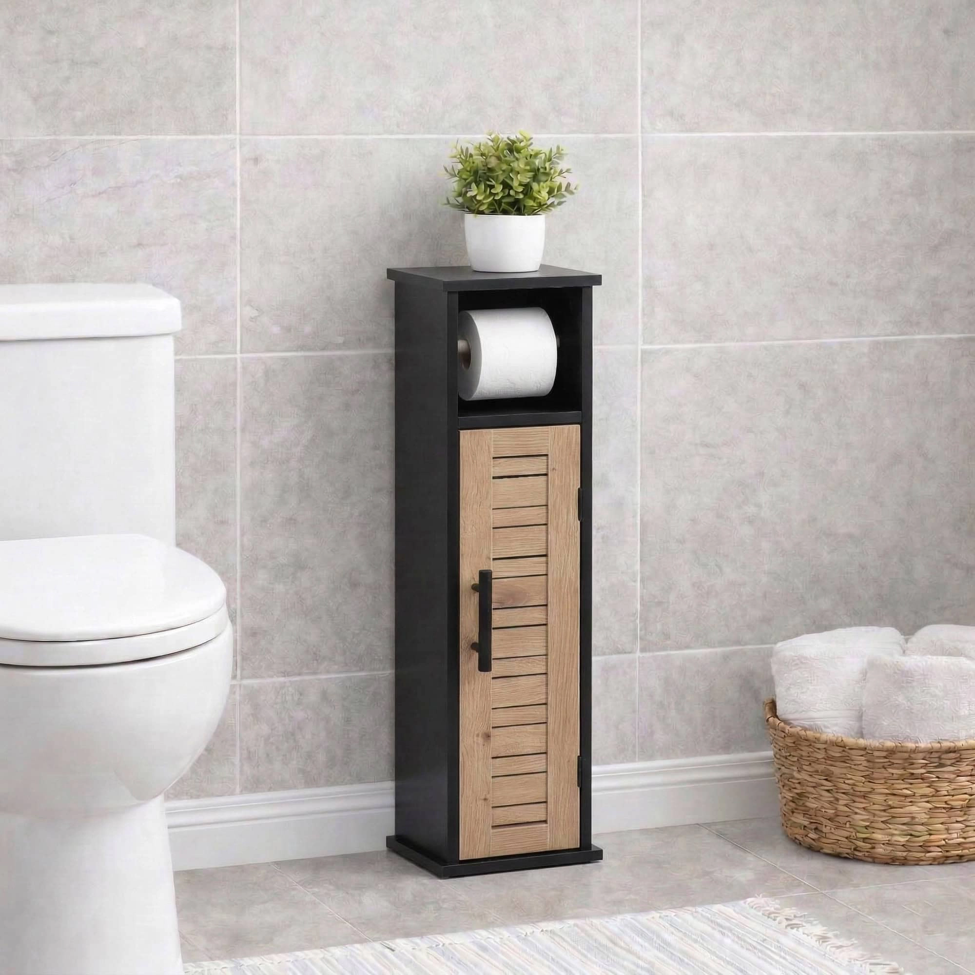 Evideco French Home Goods Slim Freestanding Toilet Cabinet - 6-Roll Dispenser