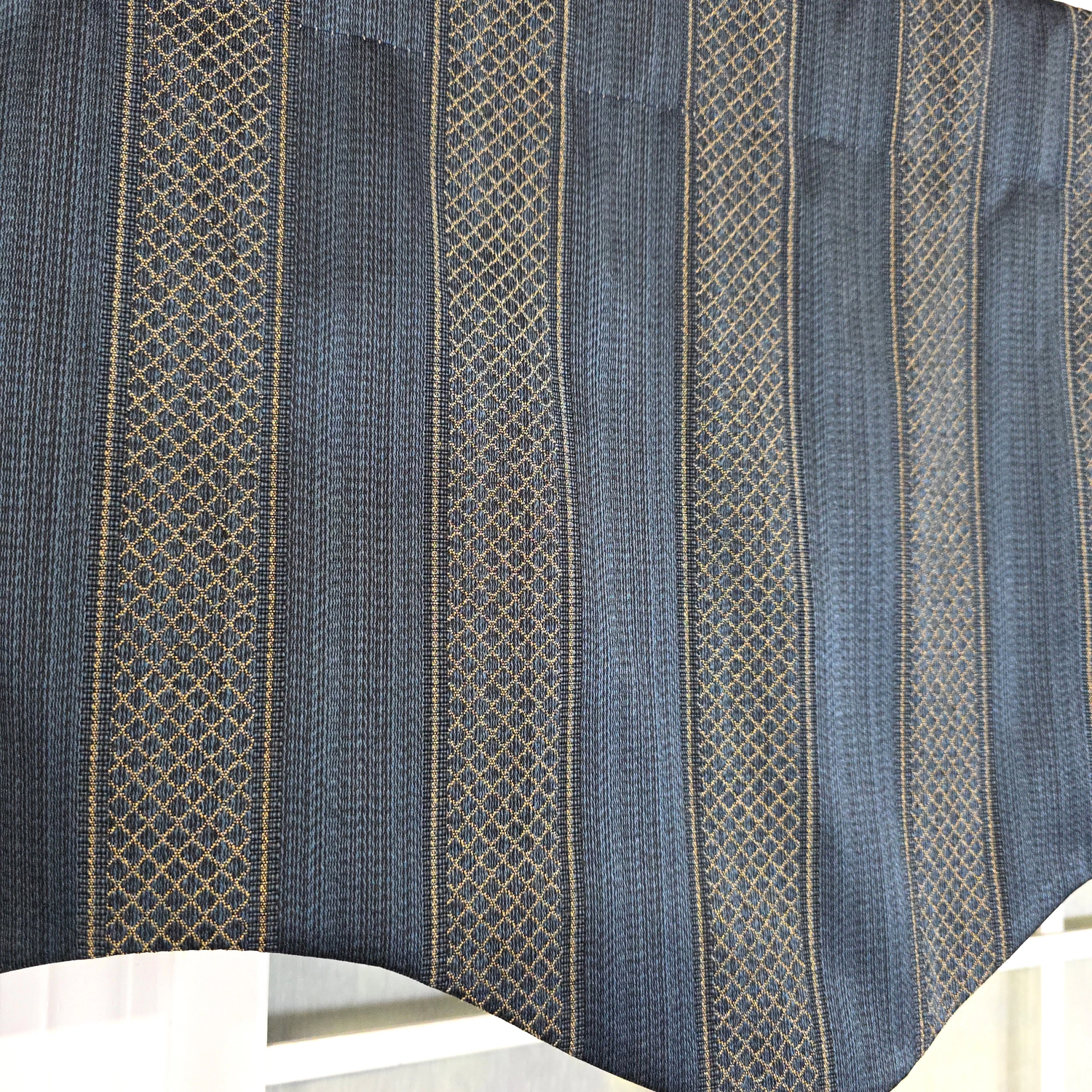 RLF Home Bronte Regal 100% Cotton Rod Pocket Fully Lined Window Valance 50"x17" Navy
