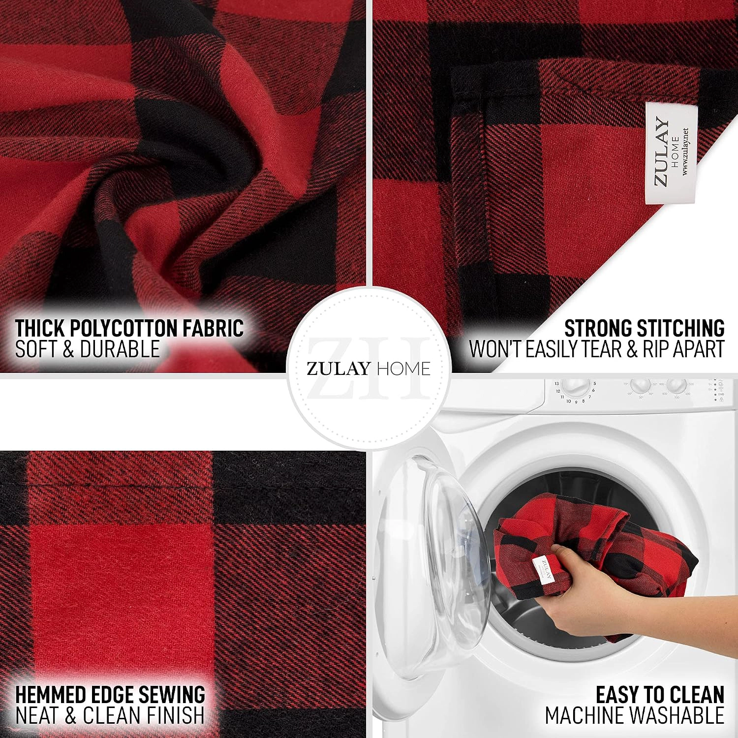 Zulay Home 14"x72" Table Runner - Thick Poly Cotton Buffalo Plaid Runners