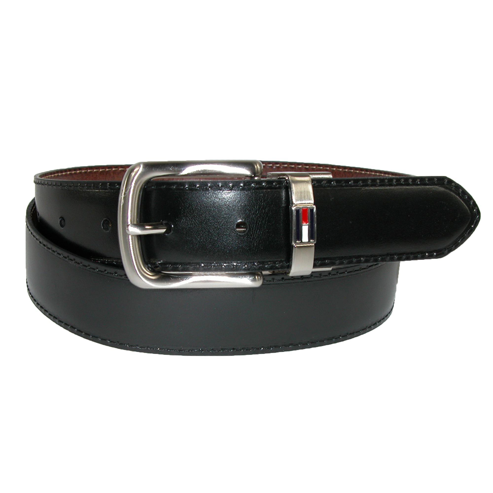 Tommy Hilfiger Men's Leather Reversible Belt with Flag Logo