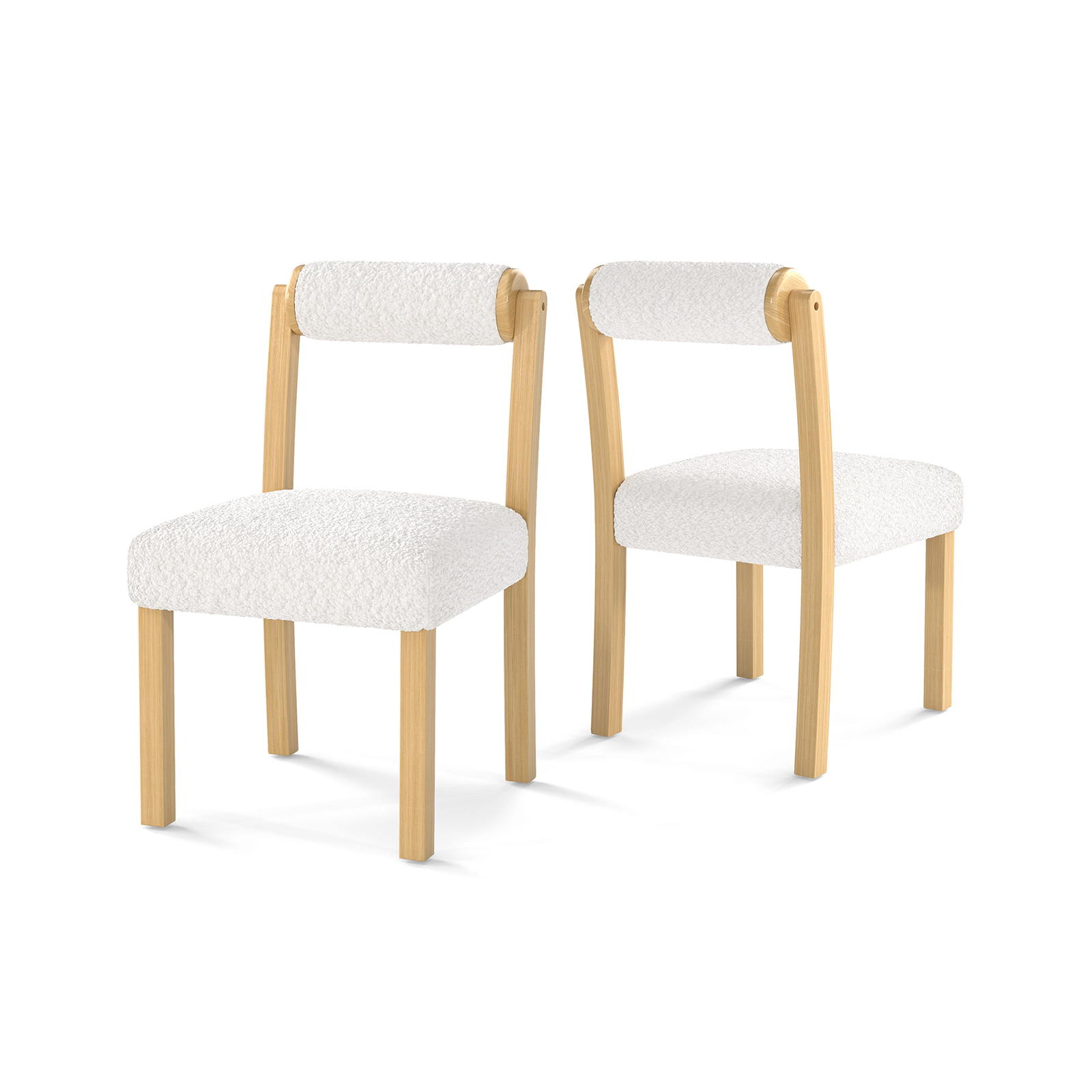 SUGIFT Wooden Dining Chair with Rubber Wood Frame and Cylinder Back Set of 2 330-lb Capacity 34-in Tall Natural White
