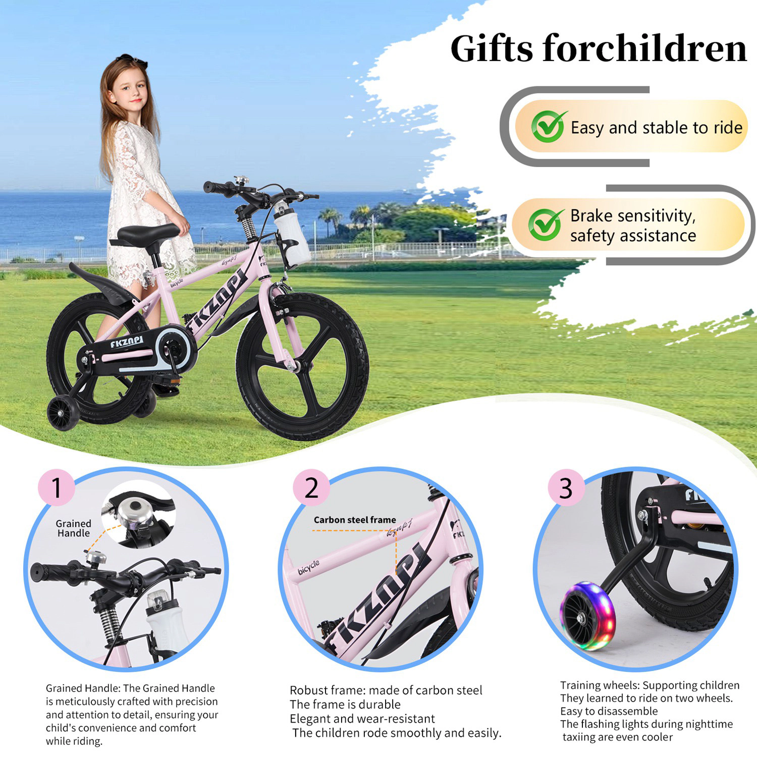 GBruno Steel Frame Kids Bike With Training Wheels
